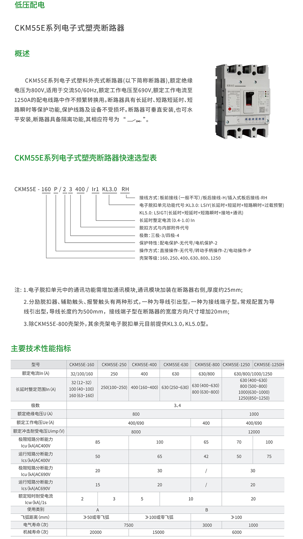 CKM55E系列电子式塑壳断路器